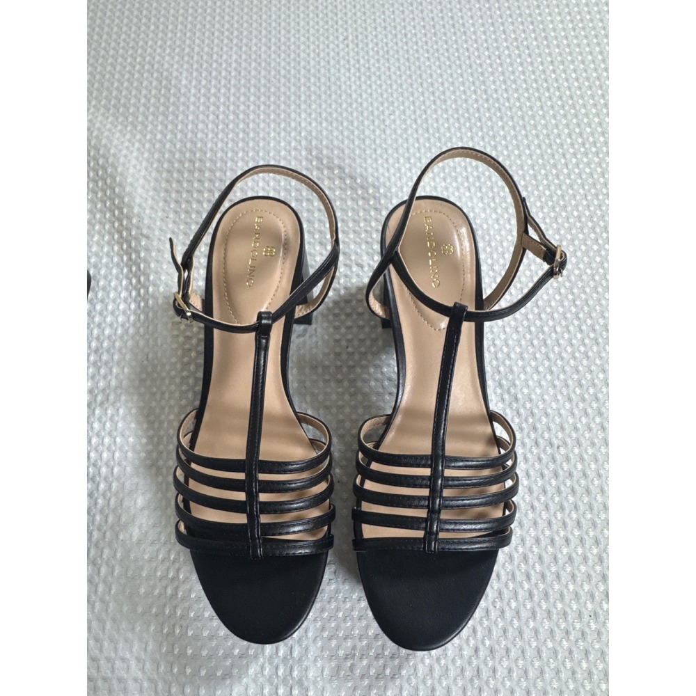 Bandolino Sandals Women 9 Paola Black T-Strap Block Heel Platform NWOB